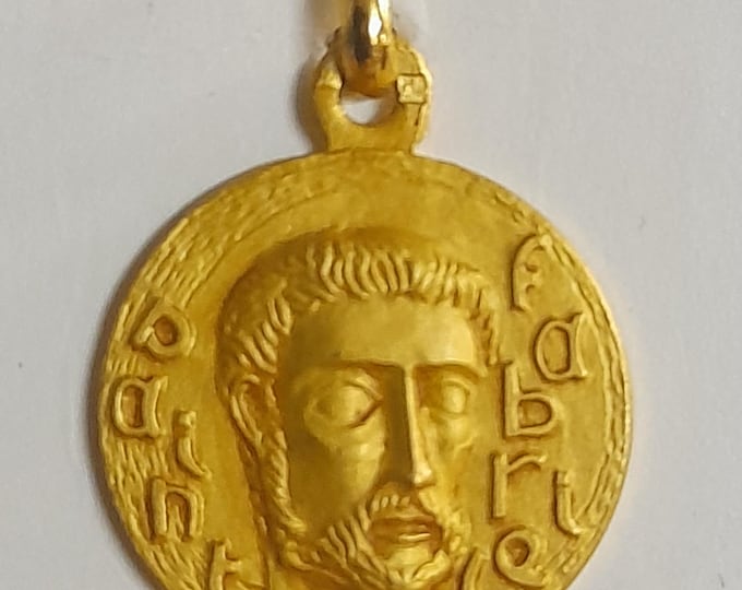 Medal Saint Fabrice gold plated 3 microns diameter 18mm handmade in France
