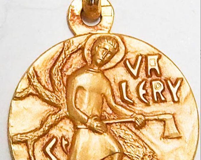 Medal Saint Valéry gold plated 3 microns diameter 18mm handmade in France