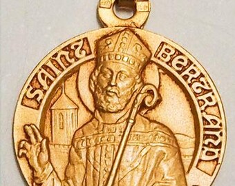 Medal Saint Bertrand gold plated 3 microns diameter 18mm handmade in France