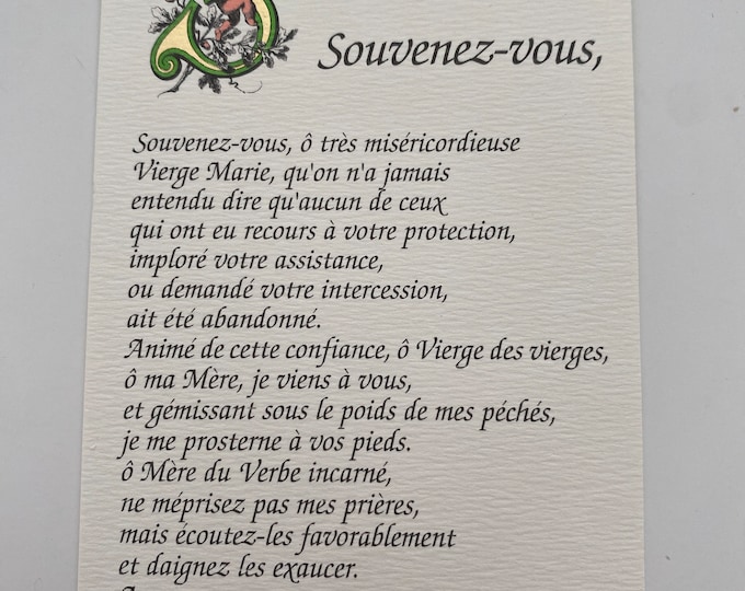 Set of 10 Prayers - Prayer Remember Saint Bernard 12.5cm x 8cm