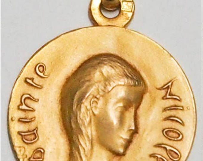 Medal Sainte Nicole gold plated 3 microns diameter 18mm handmade in France