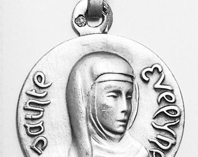 Medal Sainte Evelyne argent 925 sterling diameter 18mm handmade in France