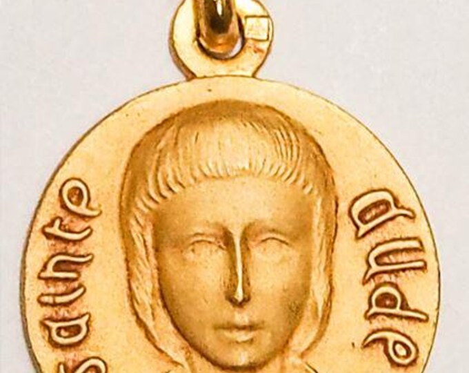 Medal Sainte Aude gold plated 3 microns diameter 18mm handmade in France
