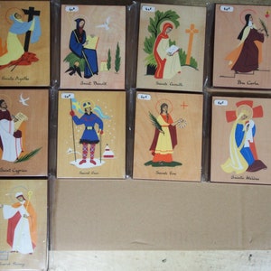 French First names and SAINT on wood, unique handcraft lamination
