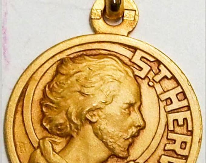Medal Saint Hervé gold plated 3 microns diameter 18mm handmade in France