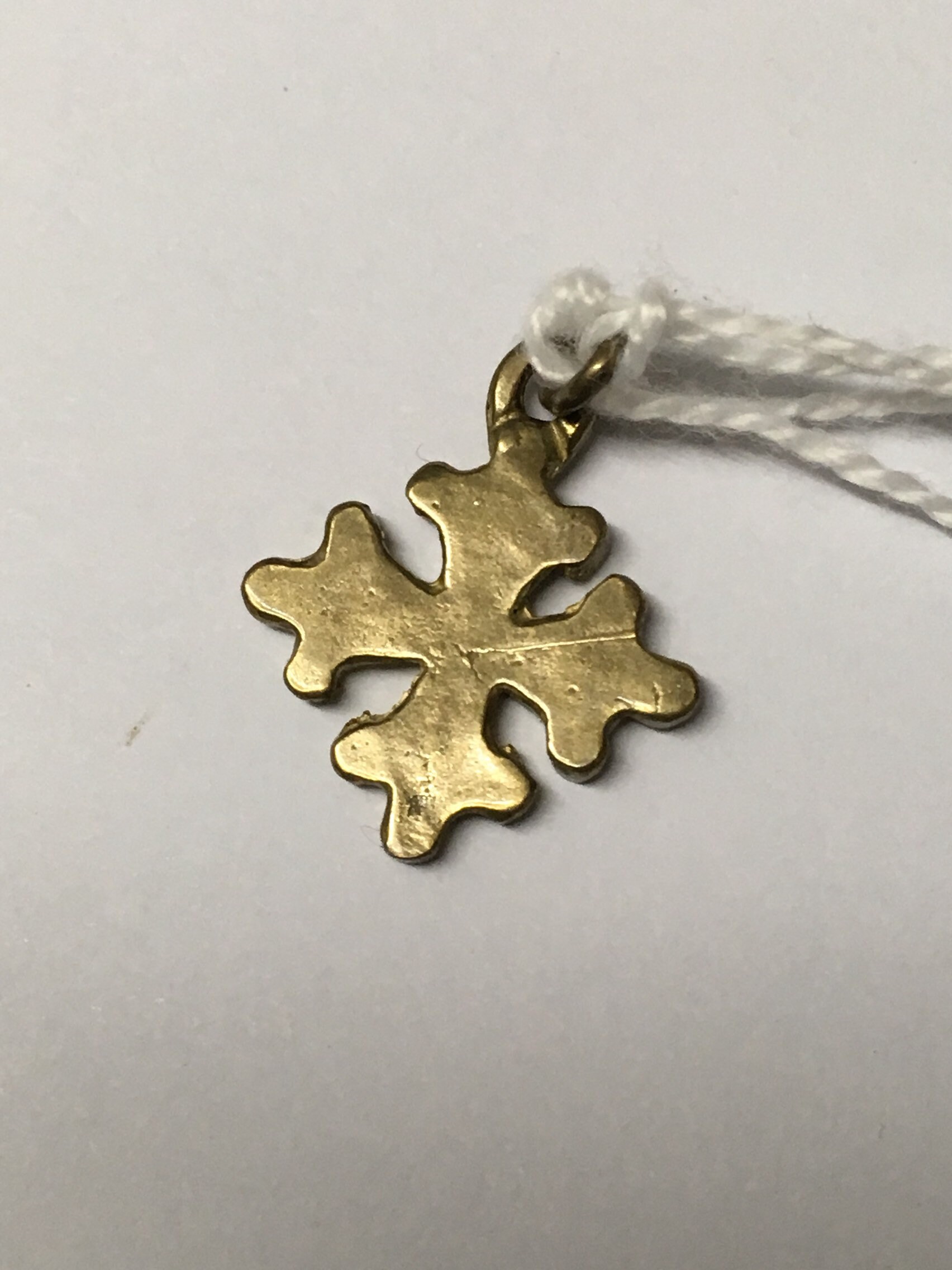 Red vitreous enamel brass cross pendant antique