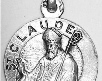 Medal Saint Claude (homme) argent 925 sterling diameter 18mm handmade in France