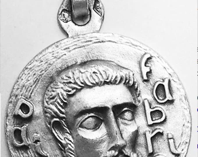 Medal Saint Fabrice argent 925 sterling diameter 18mm handmade in France