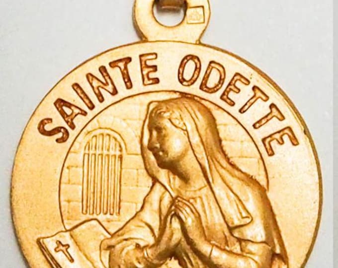 Medal Sainte Odette gold plated 3 microns diameter 18mm handmade in France