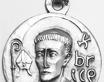 Medal Saint Brice argent 925 sterling diameter 18mm handmade in France