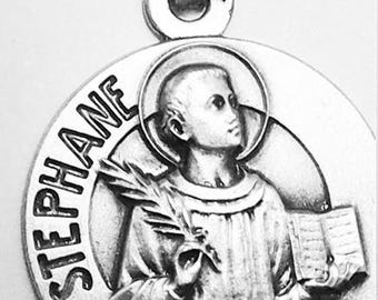 Medal Saint Stéphane argent 925 sterling diameter 18mm handmade in France