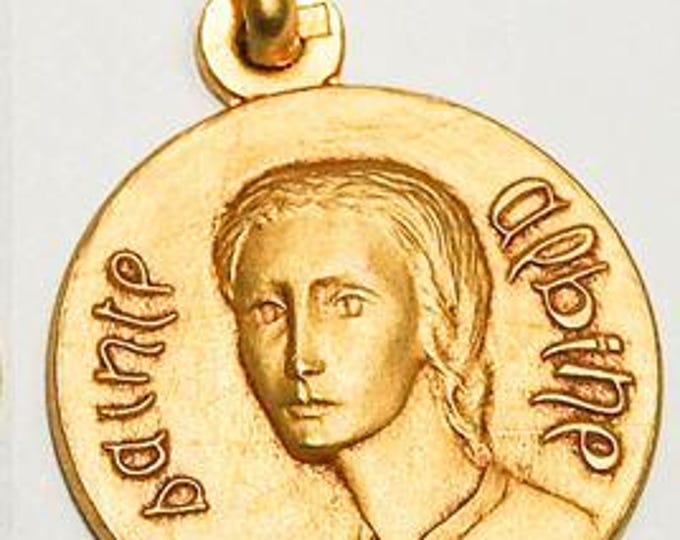 Medal Sainte Albine gold plated 3 microns diameter 18mm handmade in France
