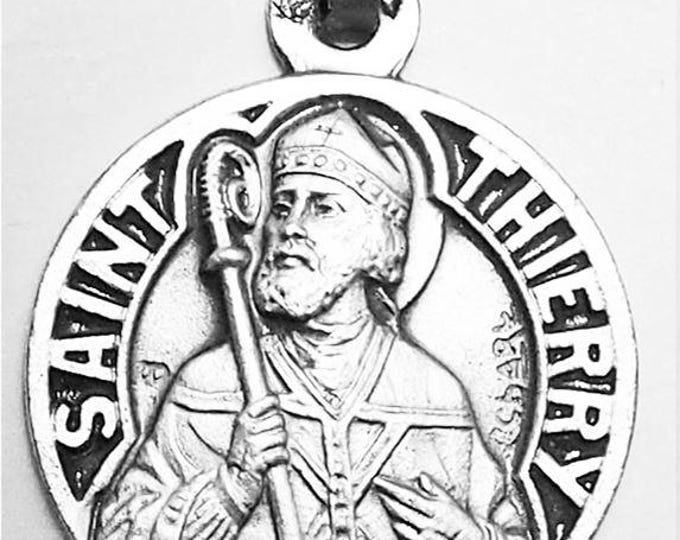 Medal Saint Thierry argent 925 sterling diameter 18mm handmade in France
