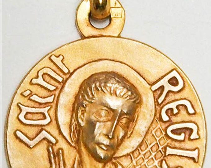 Medal Saint Régis gold plated 3 microns diameter 18mm handmade in France