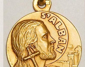 Medal Saint Alban gold plated 3 microns diameter 18mm handmade in France