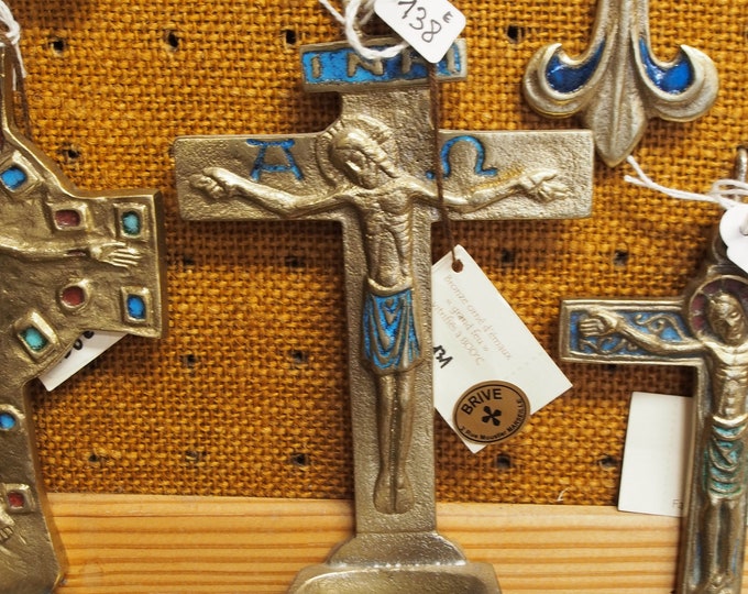 Medieval style Bronze Cross stoup with Jesus