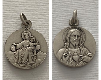 FREE SHIPMENT Medal pendant of Scapular silver 925/1000 amazing details french handmade 16 millimeters very beautiful work