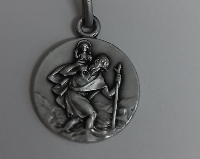 FREE SHIPMENT Medal pendant of St Christopher 16mm silver 925 amazing details french handmade 16 millimeters very beautiful work