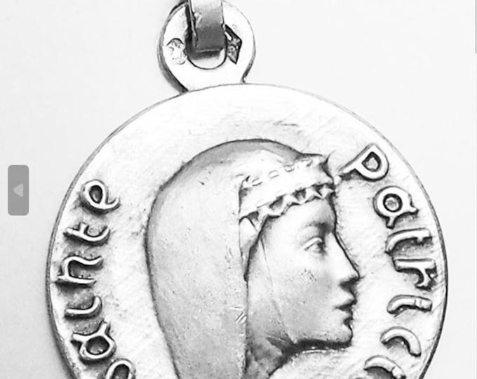 Medal Sainte Patricia argent 925 sterling diameter 18mm handmade in France
