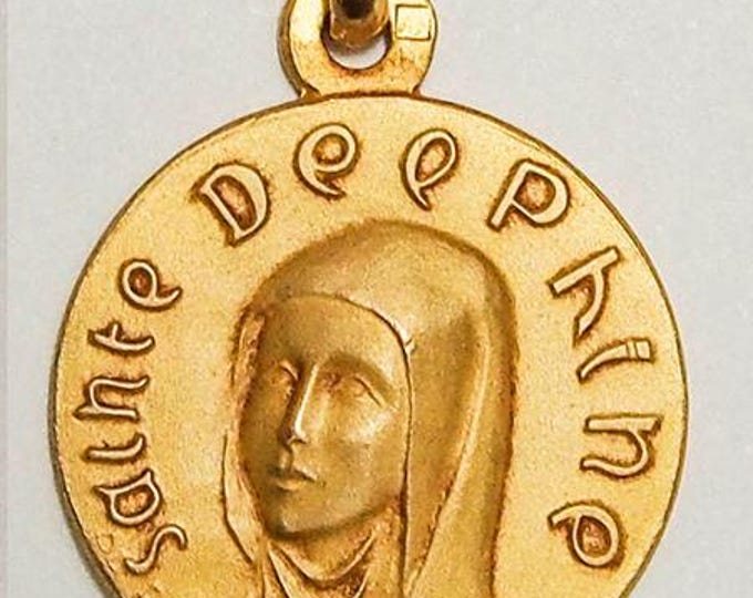 Medal Sainte Delphine gold plated 3 microns diameter 18mm handmade in France