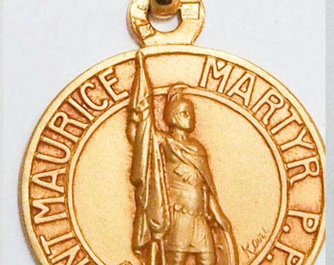 Medal Saint Maurice gold plated 3 microns diameter 18mm handmade in France