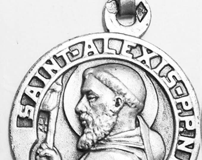 Medal Saint Alexis argent 925 sterling diameter 18mm handmade in France