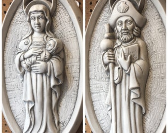 Oval frames Mary and the child Jesus and Saint James
