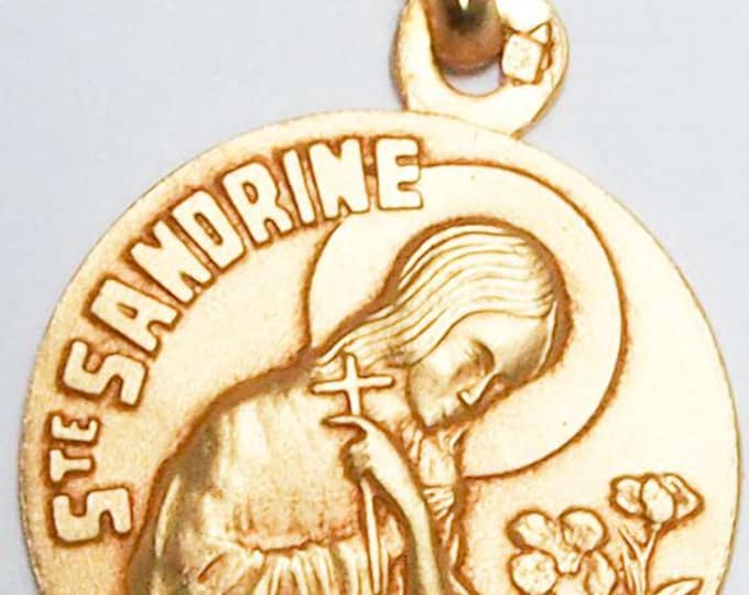 Medal Sainte Ségolène gold plated 3 microns diameter 18mm handmade in France