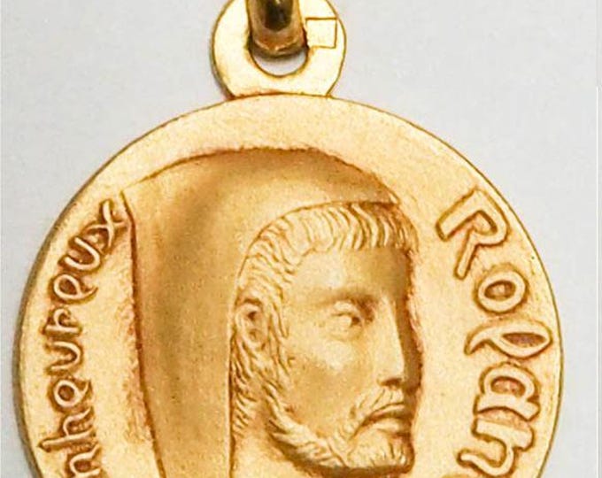 Medal Bienheureux Roland gold plated 3 microns diameter 18mm handmade in France