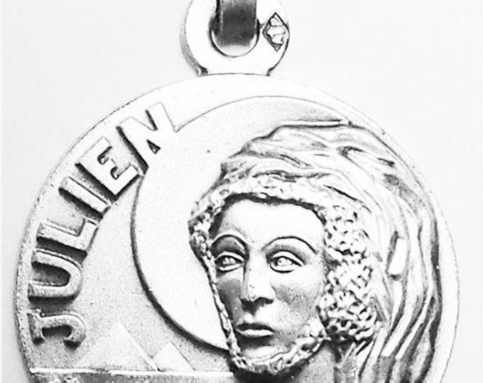 Medal Saint Julien argent 925 sterling diameter 18mm handmade in France