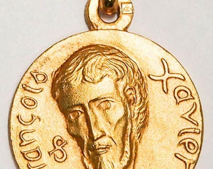 Medal Saint Fabien gold plated 3 microns diameter 18mm handmade in France