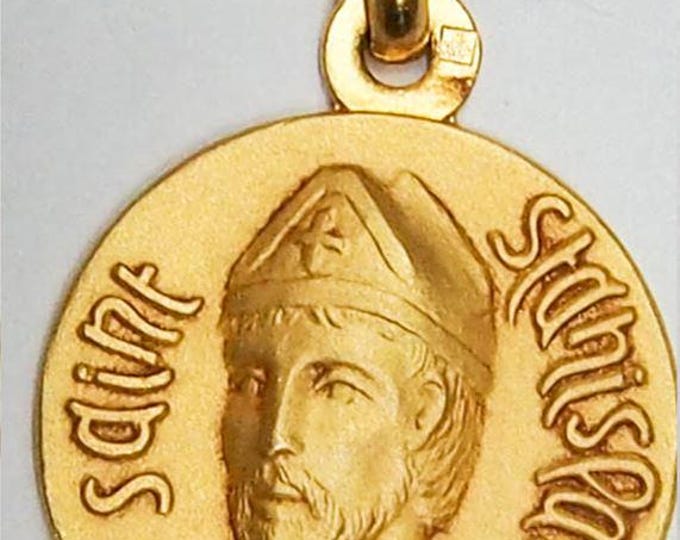 Medal Saint Stanislas gold plated 3 microns diameter 18mm handmade in France