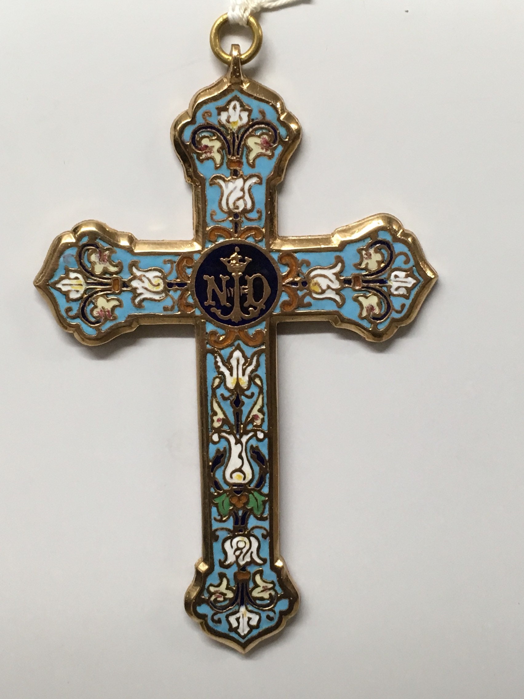 Enameled bronze cross vitrified multicouleurs antique style