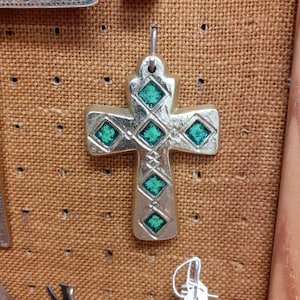 Bronze enamelled medieval style cross pendant