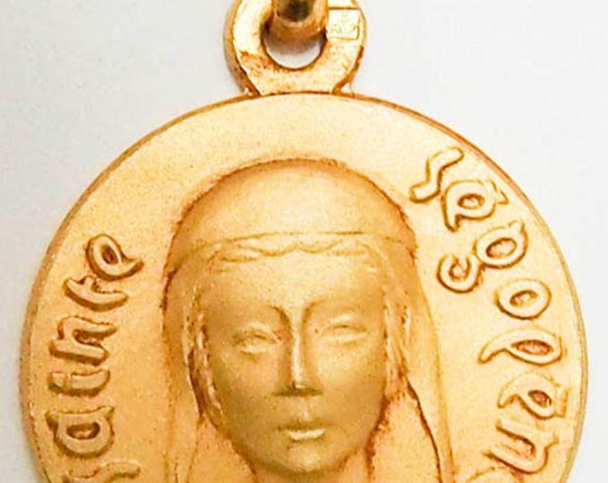 Medal Sainte Ségolène gold plated 3 microns diameter 18mm handmade in France