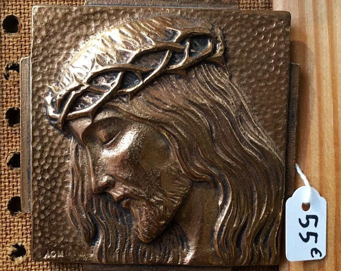 Free delivery Bronze Plate Face of Jesus Christ with his Crown of Thorns
