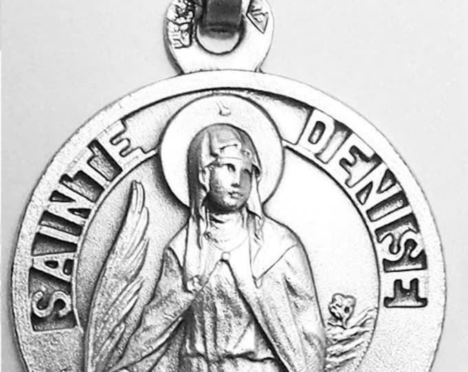 Medal Sainte Denise argent 925 sterling diameter 18mm handmade in France