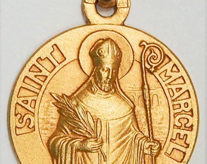 Medal Saint Marcel gold plated 3 microns diameter 18mm handmade in France
