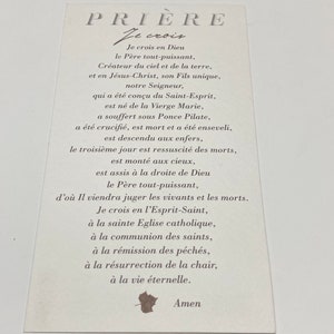 Lot de 10 Prières - Je Crois-  15cm x 8,5cm