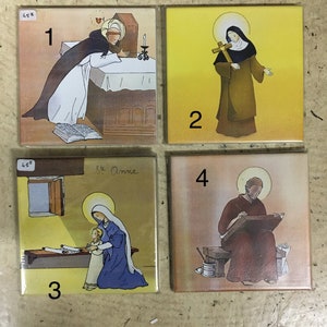 Religious art, illustrations of saints on tile