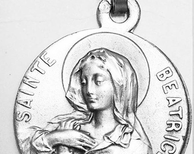 Medal Sainte Béatrice argent 925 sterling diameter 18mm handmade in France
