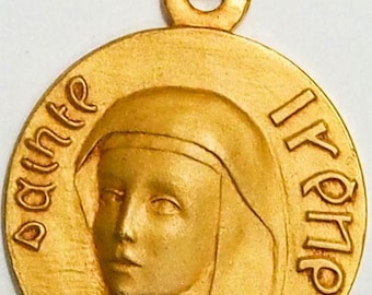 Medal Sainte Irène gold plated 3 microns diameter 18mm handmade in France