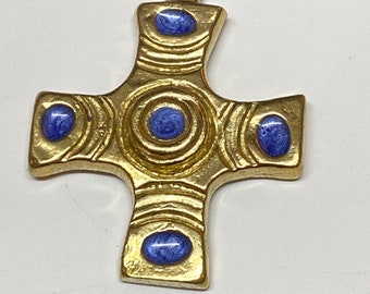 Bronze enamelled medieval style cross pendant