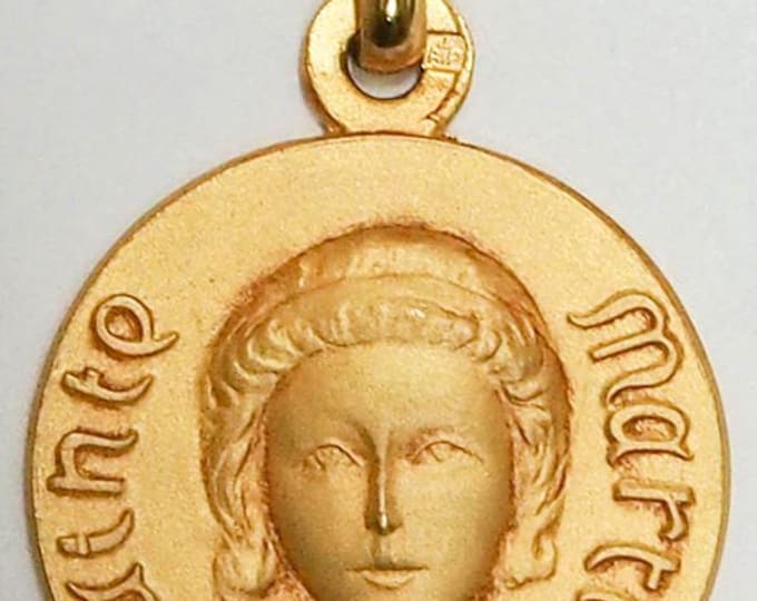 Medal Sainte Martine gold plated 3 microns diameter 18mm handmade in France