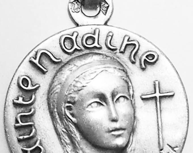 Medal Sainte Nadine argent 925 sterling diameter 18mm handmade in France