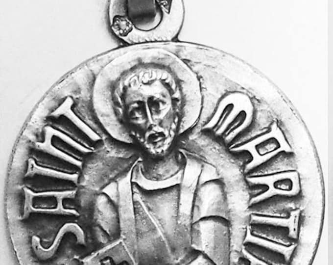 Medal Saint Martial argent 925 sterling diameter 18mm handmade in France
