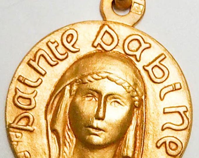Medal Sainte Sabine gold plated 3 microns diameter 18mm handmade in France