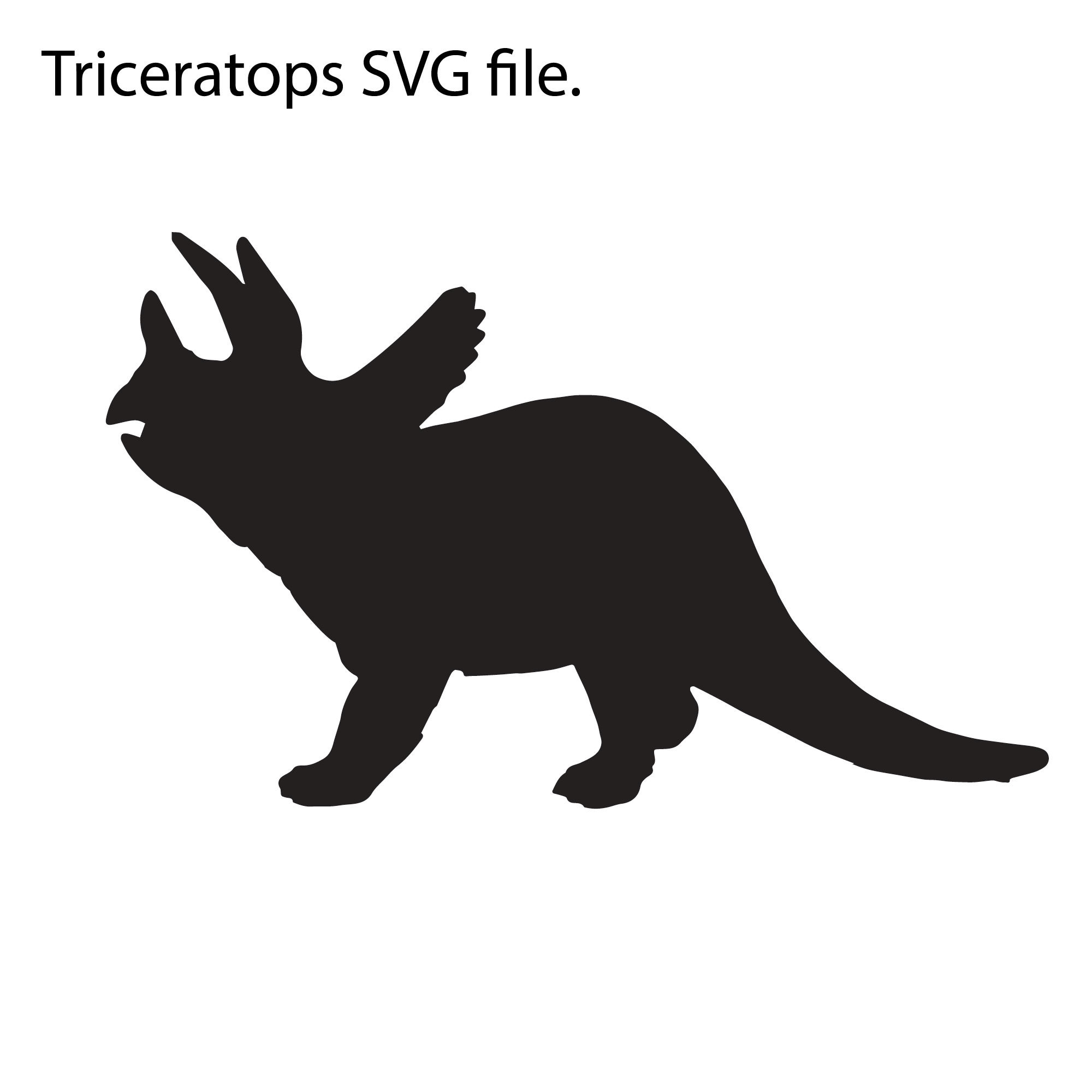Download Triceratops Herbivore 3 Horn Dinosaur Vector Silhouette. SVG | Etsy