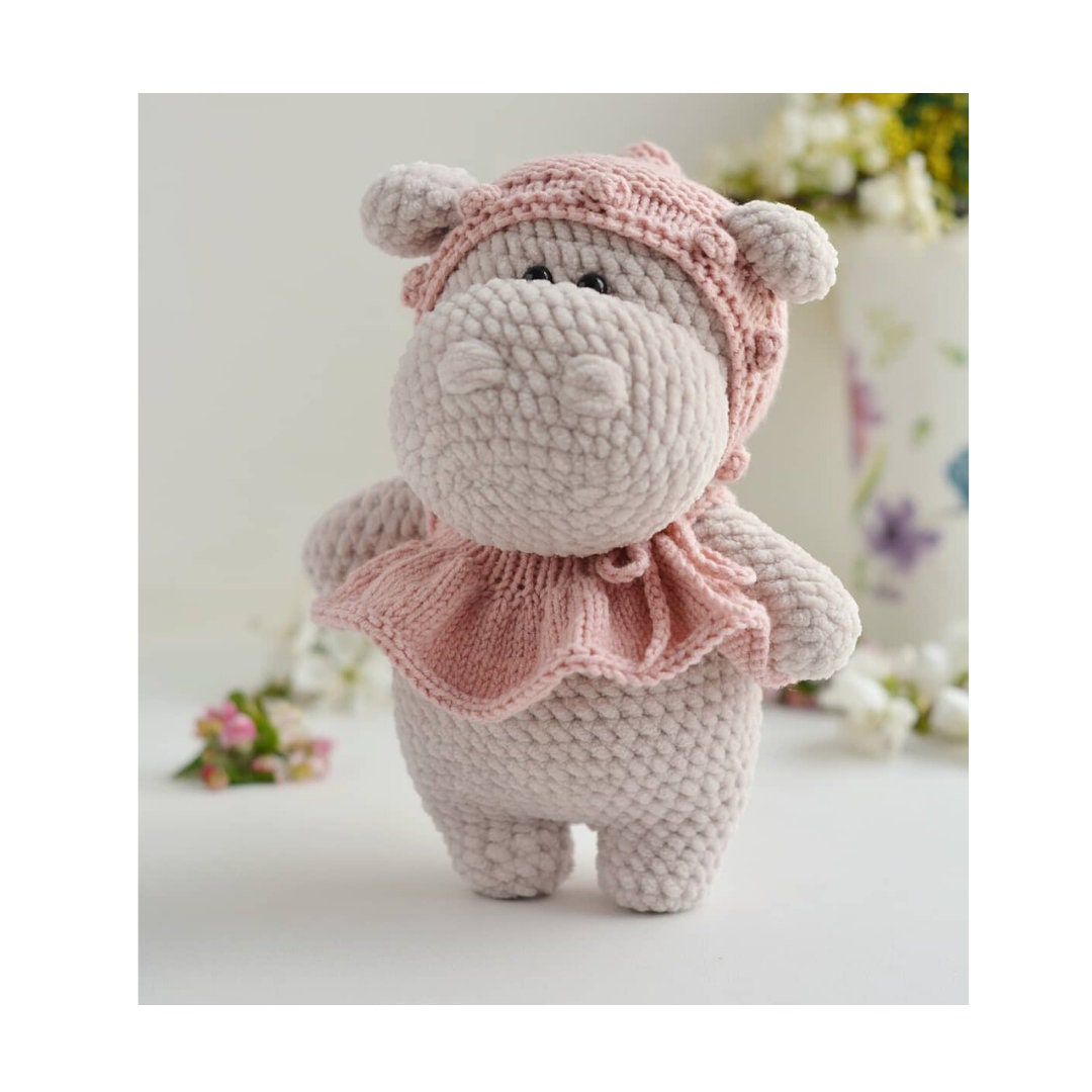 Stuffed Animals & Plushies Toys Crochet Hippo girl Baby girl hippo gift