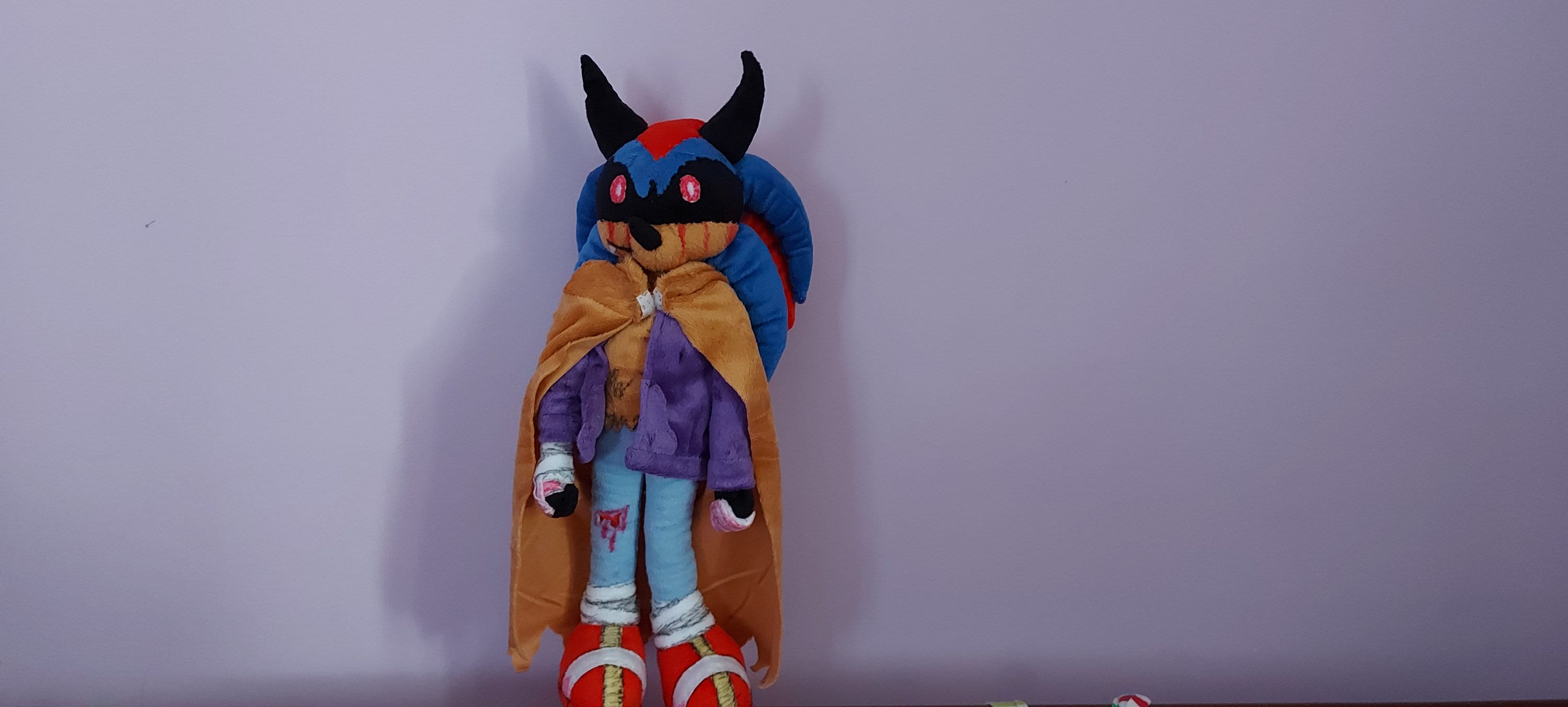 Custom Plush Just Like Dark Sonic the Sonic X the Dark Brotherhood Inspired  by funmade Handmade Fro Mthe Drawing to Order. 